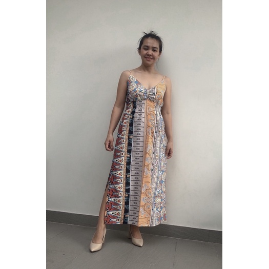 [47-60ký] Đầm maxi đầm lụa chạy thun hai dây có tăng đơ điều chỉnh