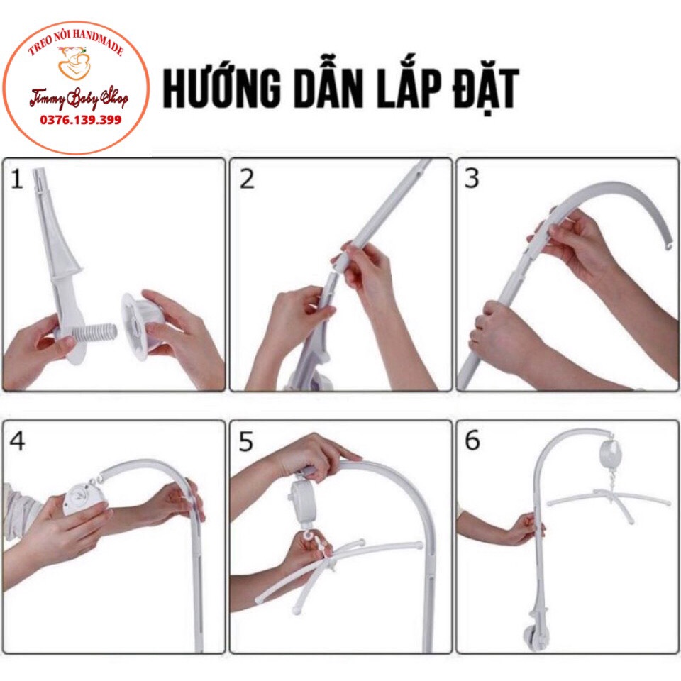Thanh treo nôi hộp nhạc vặn cót và pin 35 bài