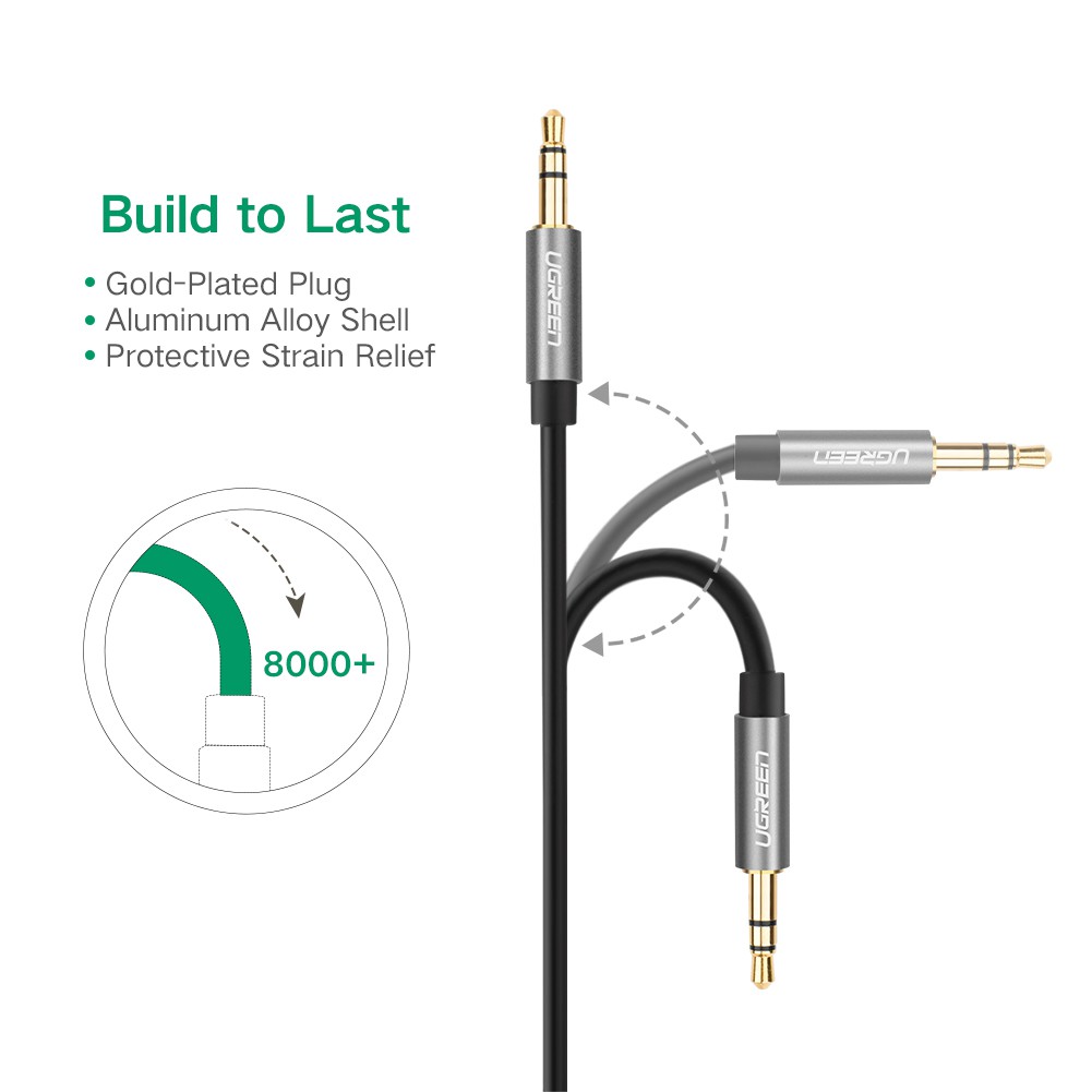 Dây Audio 3.5mm tròn mạ vàng 24K, TPE cao cấp UGREEN AV119