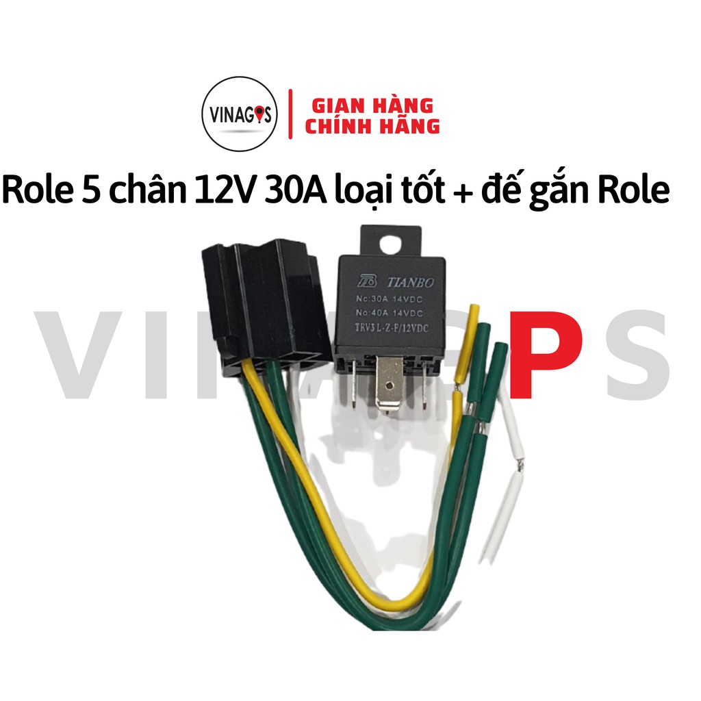 Rơ le 5 chân 12V 30A loại tốt + đế gắn Rơ le 4 dây. Hàng đẹp - Relay