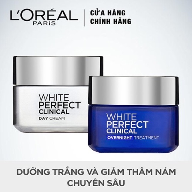 Bộ đôi kem dưỡng làm sáng da giảm thâm nám ngày và đêm Loreal (L'Oreal) Paris White Perfect Clinical 50mlx2 | BigBuy360 - bigbuy360.vn