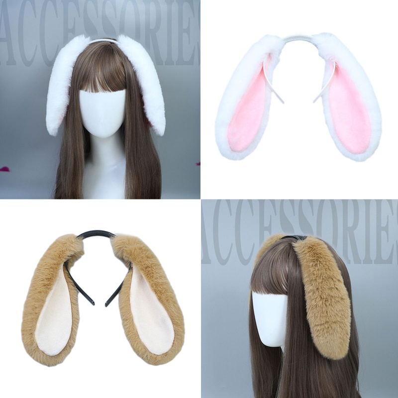 Băng Đô Cài Tóc Tai Thỏ Dài Họa Tiết Hoạt Hình Sáng Tạo Dành Cho Bé Gái