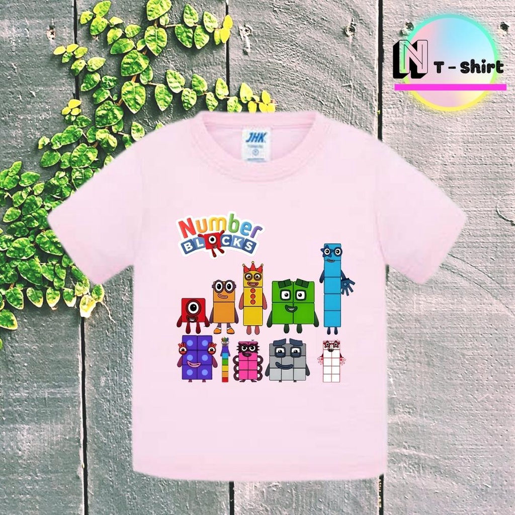 Áo thun cho bé trai và bé gái in hình hoạt hình Number Blocks dễ thương, chất liệu cotton mềm mịn thoáng mát NTShirt 12