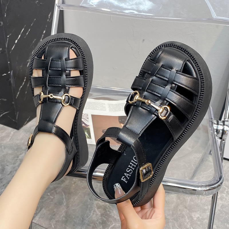 Giày Sandal Đế Bằng Tăng Chiều Cao Thời Trang Mùa Hè Phong Cách Retro