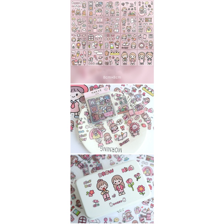 Hot 1 Miếng Sticker 2D chỉ 1K Siêu Dễ Thương Để Dán Bình Nước Sách Vở Sổ Sách Cực Xinh Phù Hợp Cho mọi người