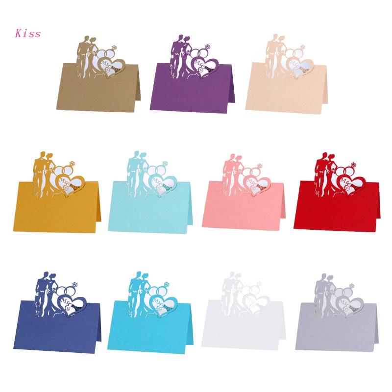 Thẻ Tên Để Bàn Tiệc Cưới Hình Trái Tim Phong Cách kiss MRS