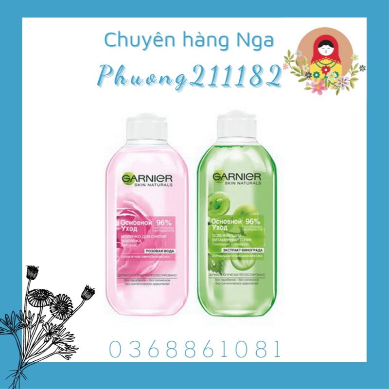 Nước hoa hồng garnier chiết xuất từ hạt nho,hoa hồng 200ml của Nga