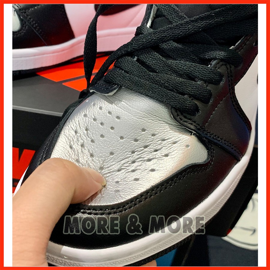 [More&amp;More] Giày thể thao Sneaker Jordan &quot;Silver Toe&quot; High x OG Bạc Đen phiên bản Best Sneaker Nam Nữ