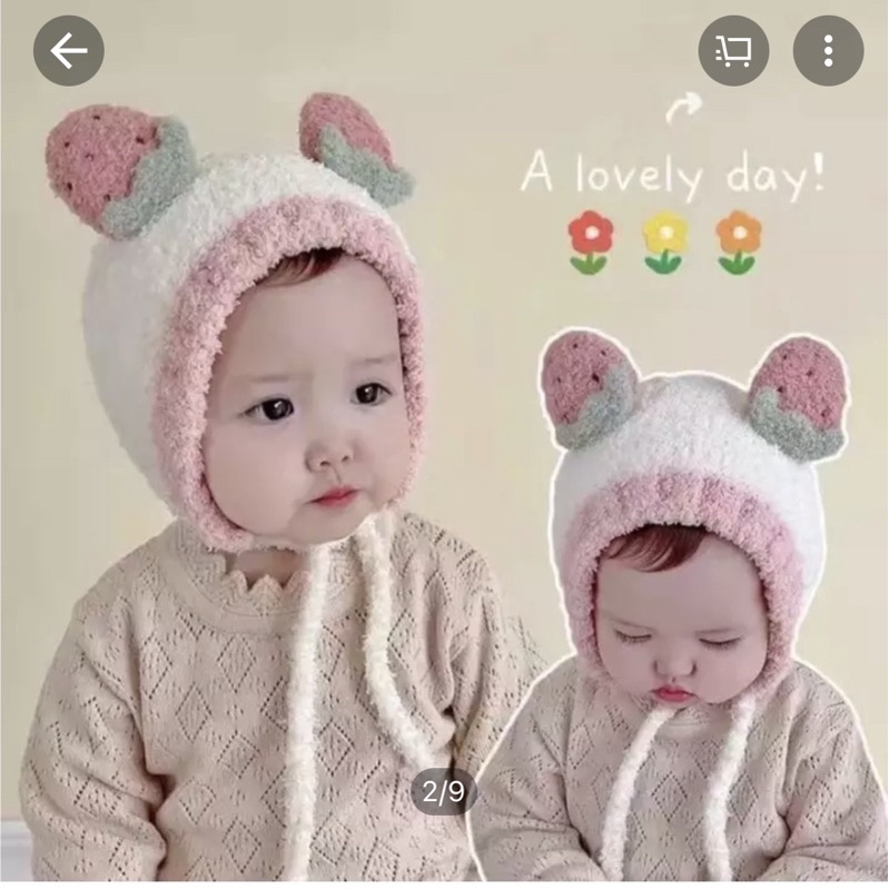 Mũ len lông cừu hình hoa quả cho bé
