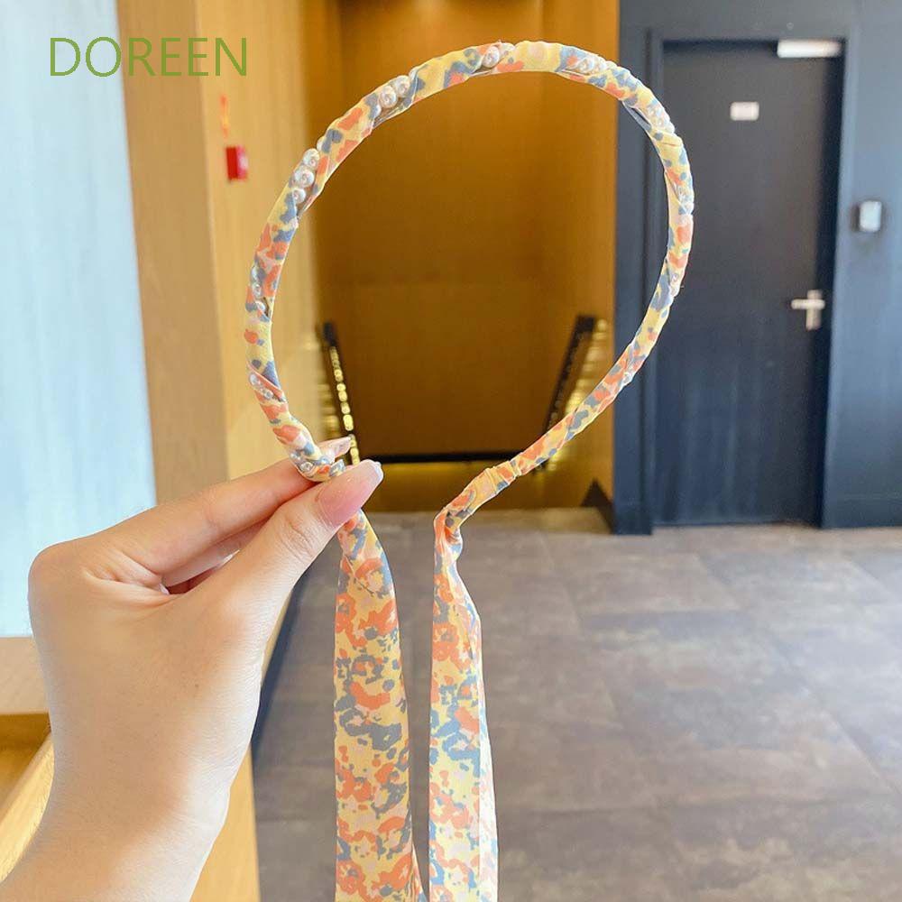 Băng Đô Vải Ren Thắt Nơ Đính Ngọc Trai Dễ Thương Dành Cho Nữ