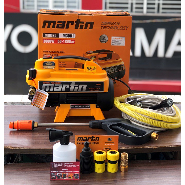 MÁY RỬA XE MARTIN BOSS CHỈNH ÁP 3000W CÔNG NGHỆ MỚI 2020 CHỐNG ỒN FULL PHỤ KIỆN M3001