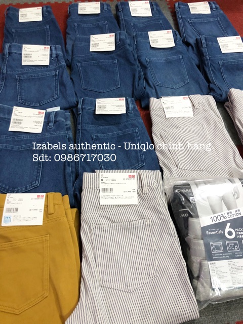 Quần skiny Uniqlo authentic( màu: đen, kẻ xanh, caro đen)