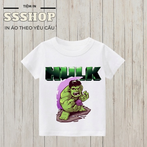 Áo thun bé trai in hình Maver Hulk CHIBI siêu cute, chất liệu cotton thoáng mát, hình in không bong tróc SSSHOP