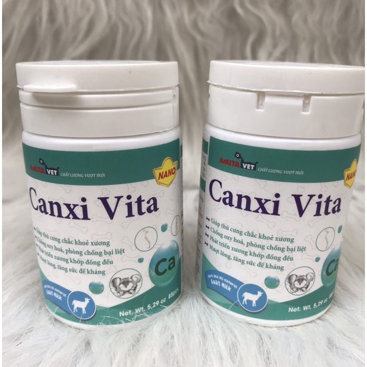 Canxi Vita chó mèo cho chó bầu phục hồi bị hạ bàn tai cụp giúp thú cưng chống loãng xương mềm xương hộp 85 viên
