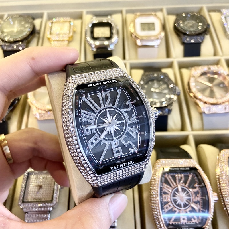 Đồng hồ nam VN999 mặt vuông đính đá [Có Hộp]⚜️Chống nước,chống xước