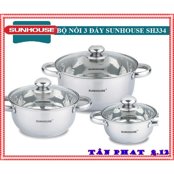 Bộ nồi inox 3 đáy sunhouse SH334 CÓ HÌNH THẬT