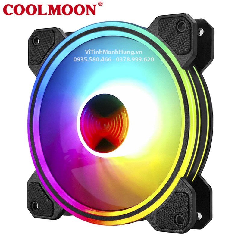 Quạt CoolMoon M1, Led RGB, 12cm, 6 pin, 1200rpm, đồng bộ hub CoolMoon.