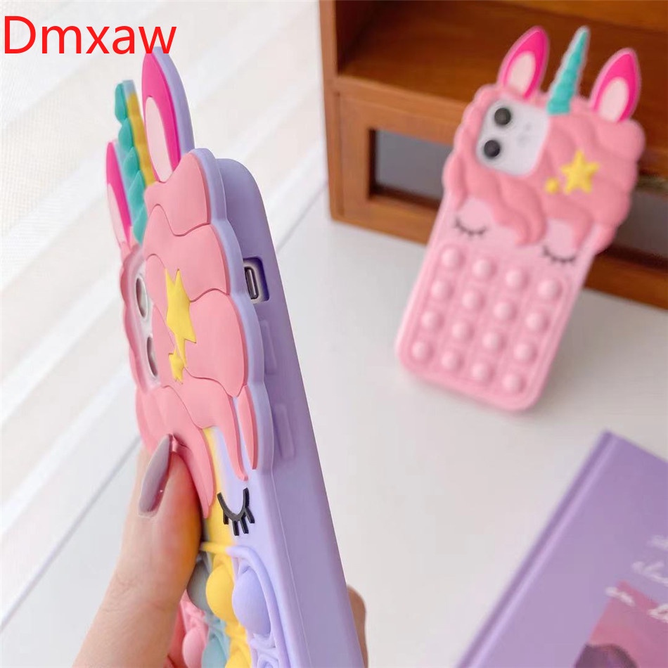 Ốp điện thoại silicon bong bóng kỳ lân 3D cho iPhone 12 Pro Max Mini 11 ProMax X XR XS Max 6 7 8 6s Plus SE 2020