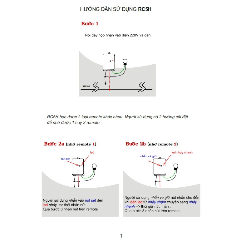 Công tắc điều khiển từ xa bằng sóng radio RC5H