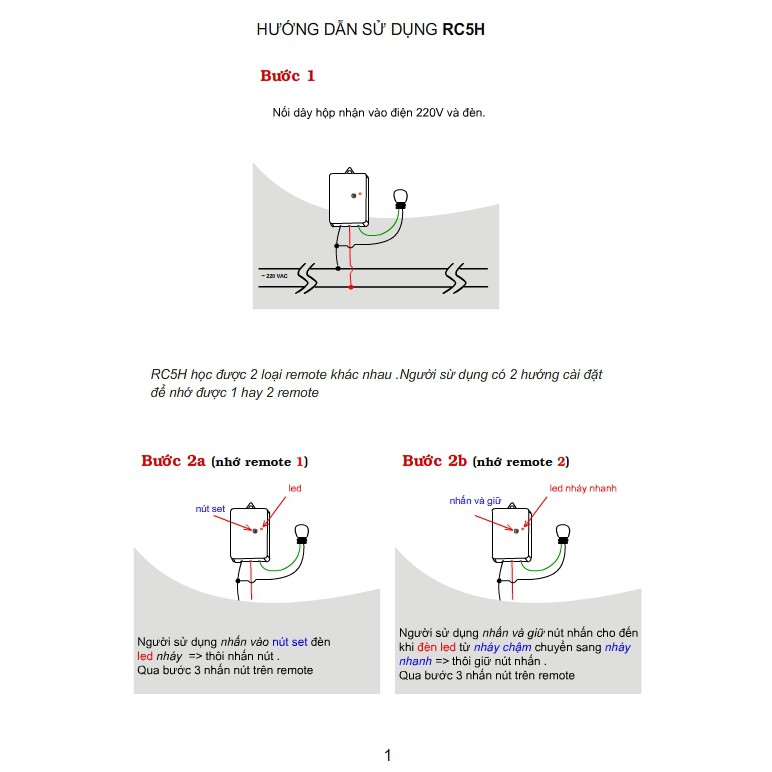 Công tắc điều khiển từ xa cho máng đèn TPE RC5H