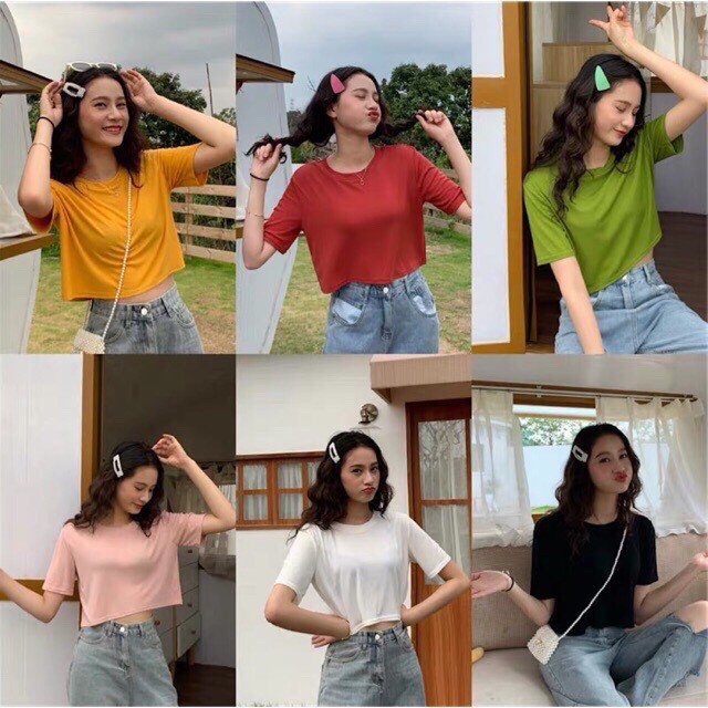 Áo Thun Croptop Cổ Tròn