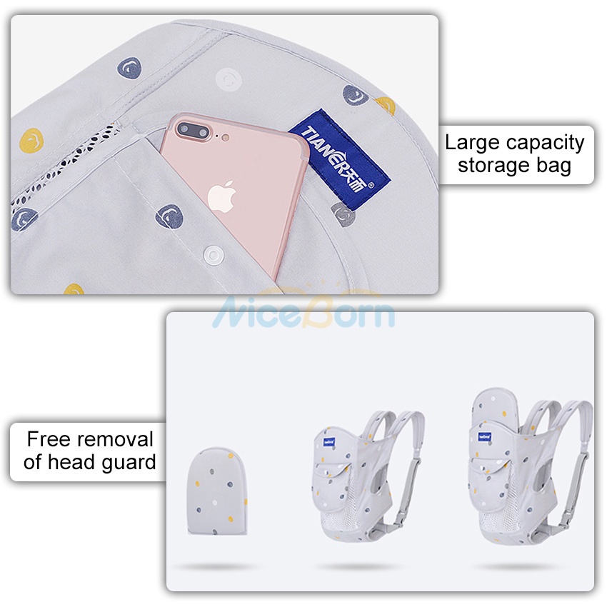 Đai Địu Em Bé Trước Và Sau Lưng Thiết Kế Nhẹ Nhàng Thoáng Khí Kèm Ghế Ngồi Có Thể Tháo Rời