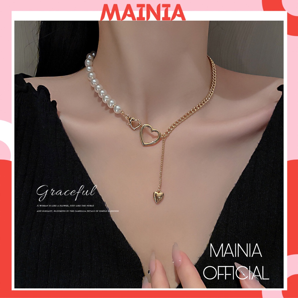 Vòng Cổ Dây Chuyền Hàn Quốc Hình Trái Tim Sang Chảnh Quý Phái Siêu Đẹp Mainia Shop