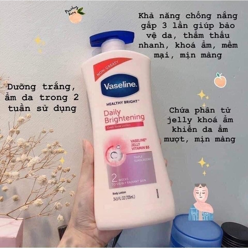 Sữa Dưỡng Thể trắng da Vaseline Healthy Bright 725ml Mẫu Nội Địa Mỹ