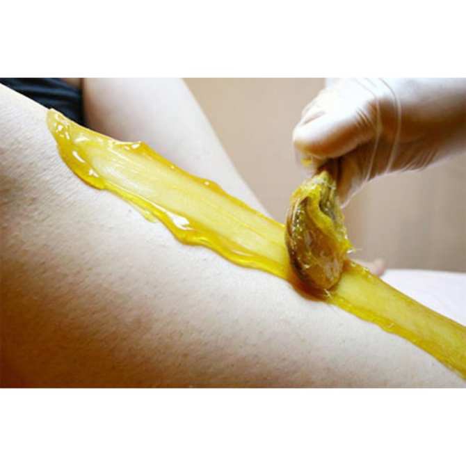 Sáp Wax lông Nóng tẩy lông (Vùng lông cứng, rậm như nách &amp; bikini) Trà Xanh 500g Đài Loan - tặng 01 que
