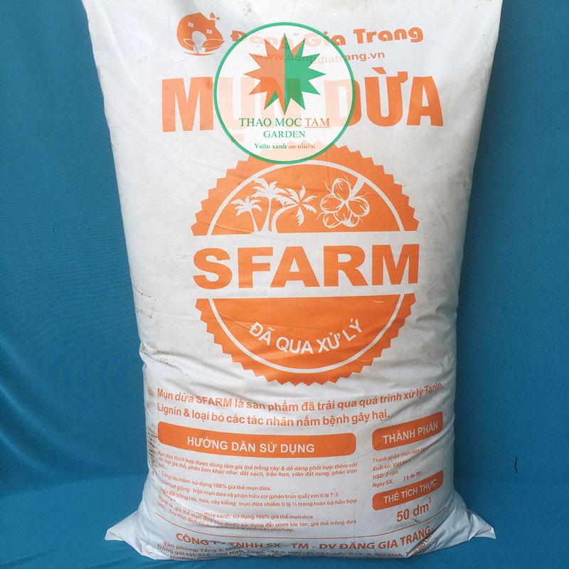 Bao 12kg Mụn Dừa (50dm3) SFARM trồng rau mầm, ươm cây - Mụn Dừa đã qua xử lý chát, trồng hoa hồng, dâu tây, hoa kiểng