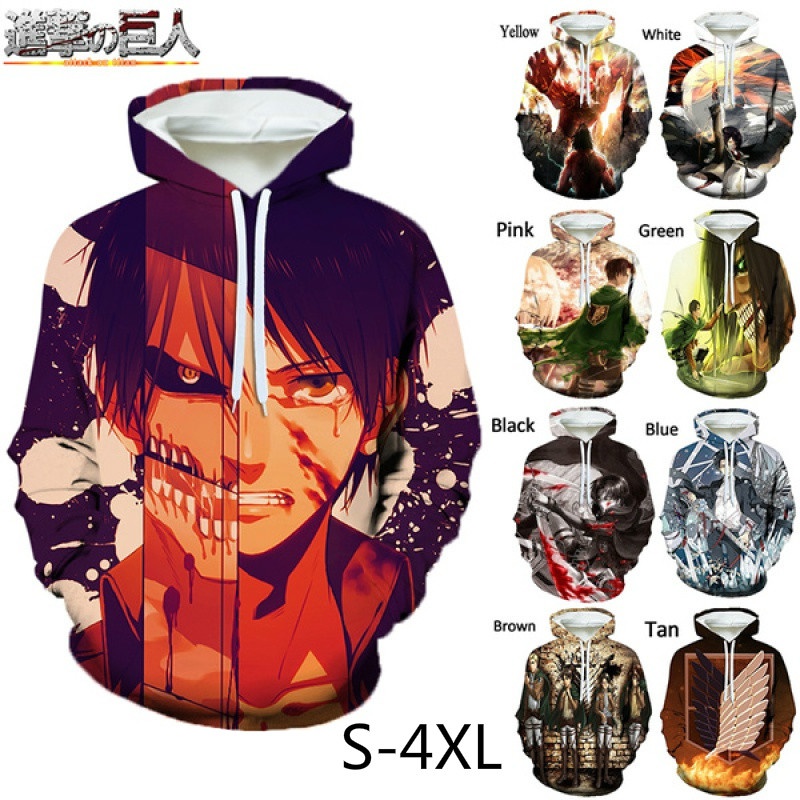 Áo hoodie dáng rộng cổ chữ O in hình anime hiệu ứng 3D cá tính | BigBuy360 - bigbuy360.vn