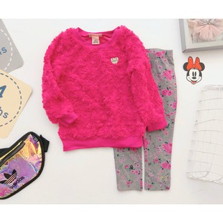Bộ áo lông + quần legging JUICY màu hồng đậm bé gái