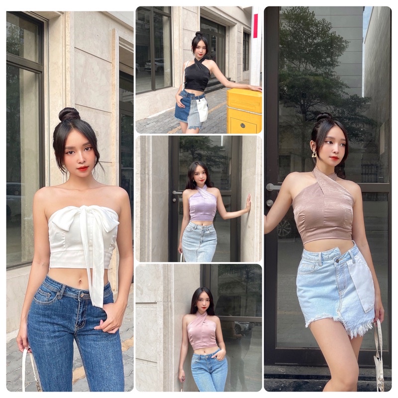 Áo croptop lụa chéo dây quyến rũ Maven Top Reverclothings