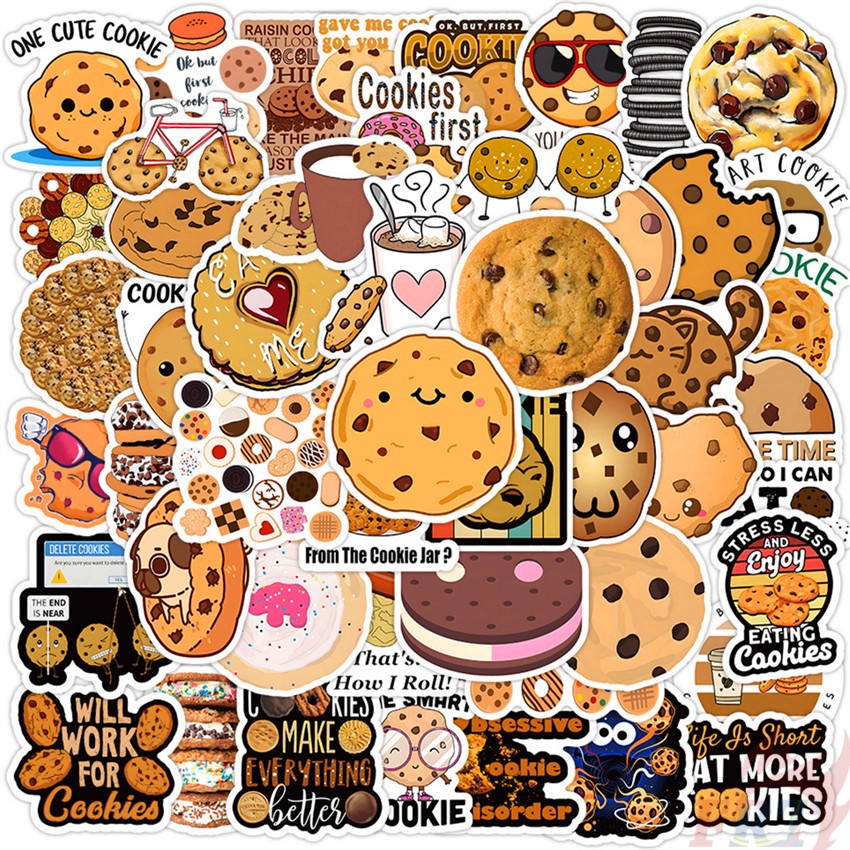 ❉ Dòng Bánh Quy 01 Nhãn Dán ❉ Bộ 50 Sticker Chống Thấm Nước Họa Tiết Doodle Hợp Thời Trang