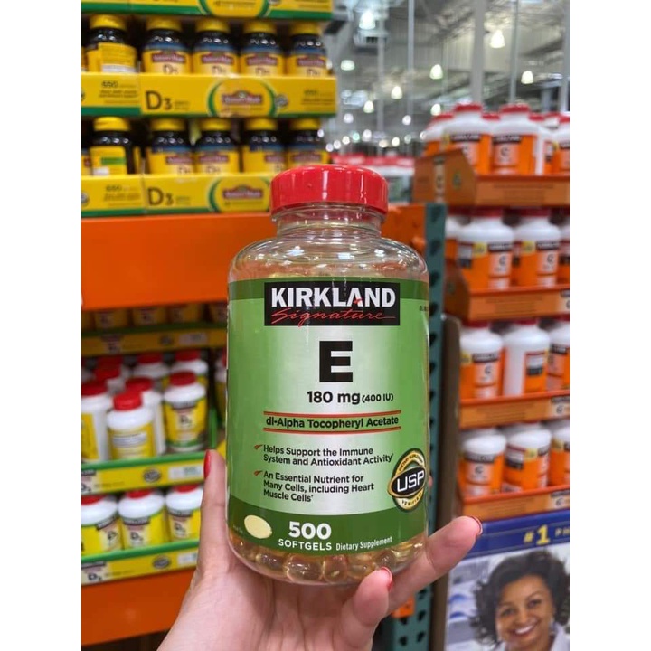 Vitamin E Kirkland 500v Mỹ  400IU đẹp da, chống lão hoá