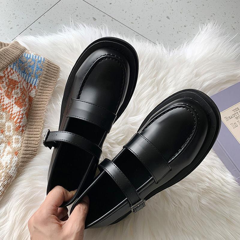 Giày Da Đế Dày Thời Trang Xuân Thu Phong Cách Nhật Bản 2022 Cho Nữ