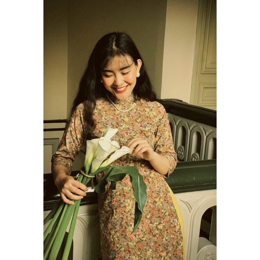 Áo dài truyền thống Se Sẻ hoa nhí đáng yêu