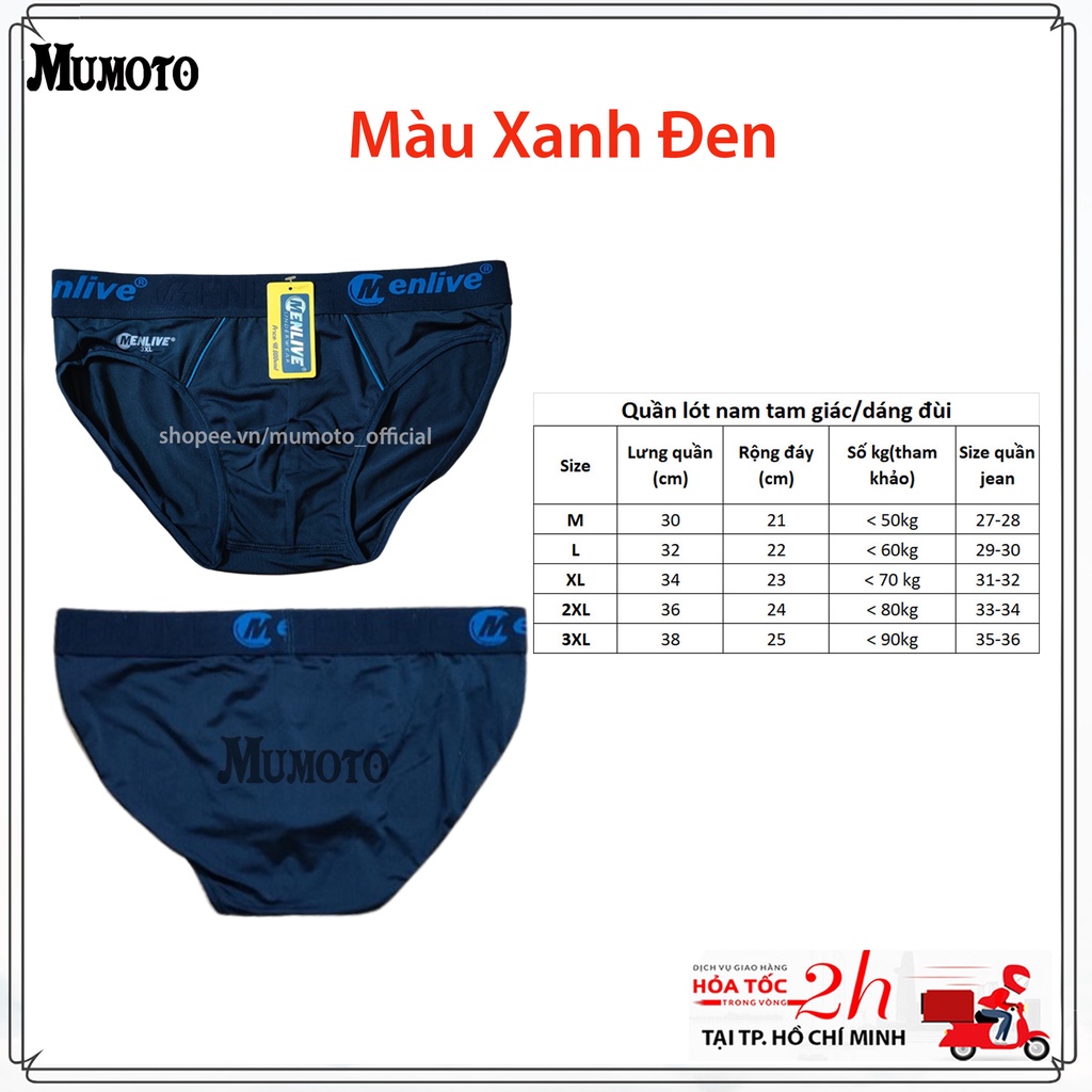 Quấn lót nam thun lạnh tam giác Menlive mềm mát không nhăn lưng to lên đến 90kg - MUMOTO