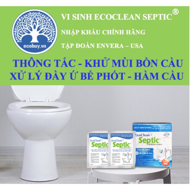 Chế phẩm Vi sinh EcoClean Septic - Men Vi sinh xử lý bồn cầu, bể phốt an toàn, hiệu quả (USA)