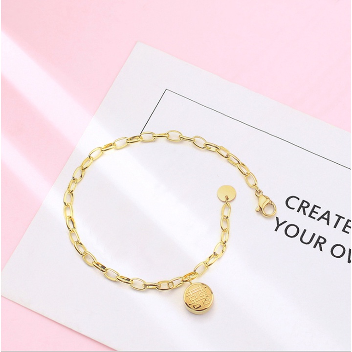 Lắc tay nữ cao cấp chữ Hỷ Phúc siêu đẹp, bền màu, đem lại may mắn cho người đeo