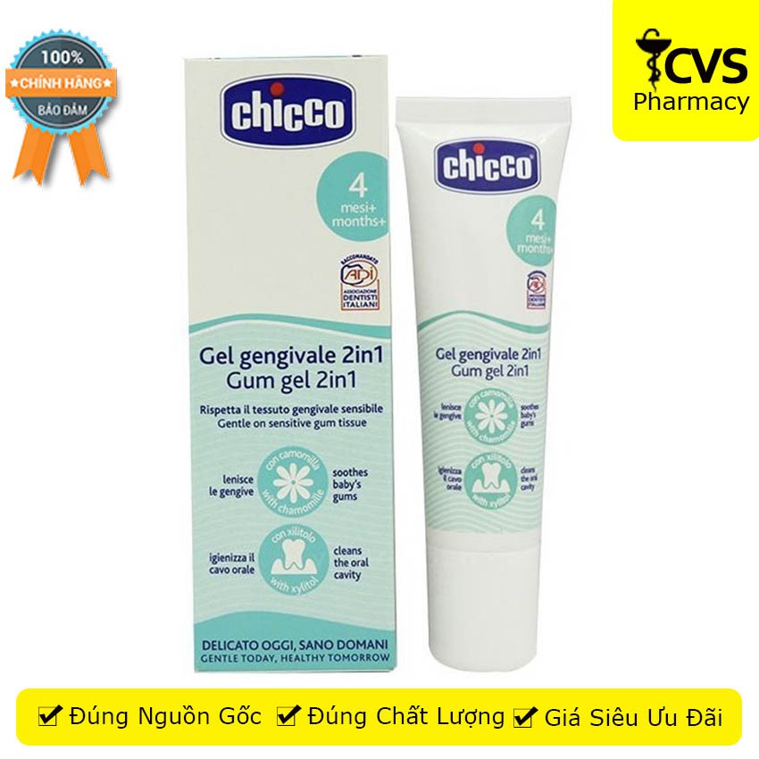 Gel Bôi Lợi Cho Bé Mọc Răng Chicco 30ml - xoa dịu lợi sưng đau cho bé từ 4 tháng tuổi - cvspharmacy