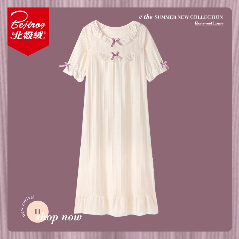 Đầm Ngủ Cotton Mỏng Dáng Rộng Tay Ngắn Phong Cách Công Chúa Thời Trang Mùa Hè Dành Cho Mẹ Bầu 0704