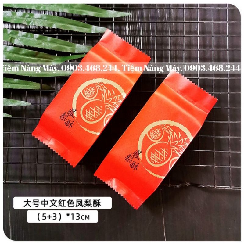 Túi quả dứa đỏ ép kim cao cấp đựng bánh kẹo 50c