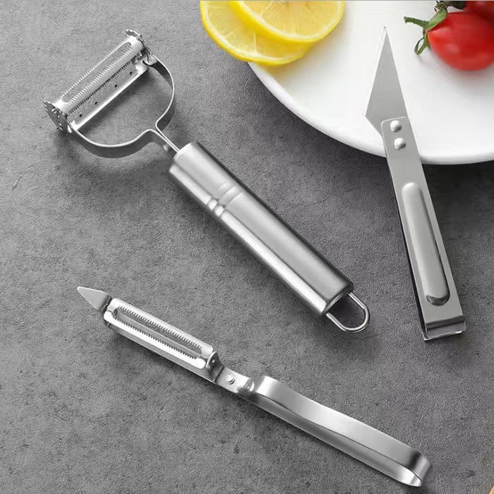 Nạo Rau Củ Quả 2IN1 Nạo Ngang Nhíp Nhổ Lông Bộ 3 Món Bằng Inox Không Gỉ Chất Lượng Cao