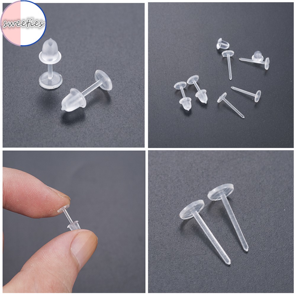 Túi 25 cặp khuyên tai nhựa trong suốt không gây dị ứng DIY