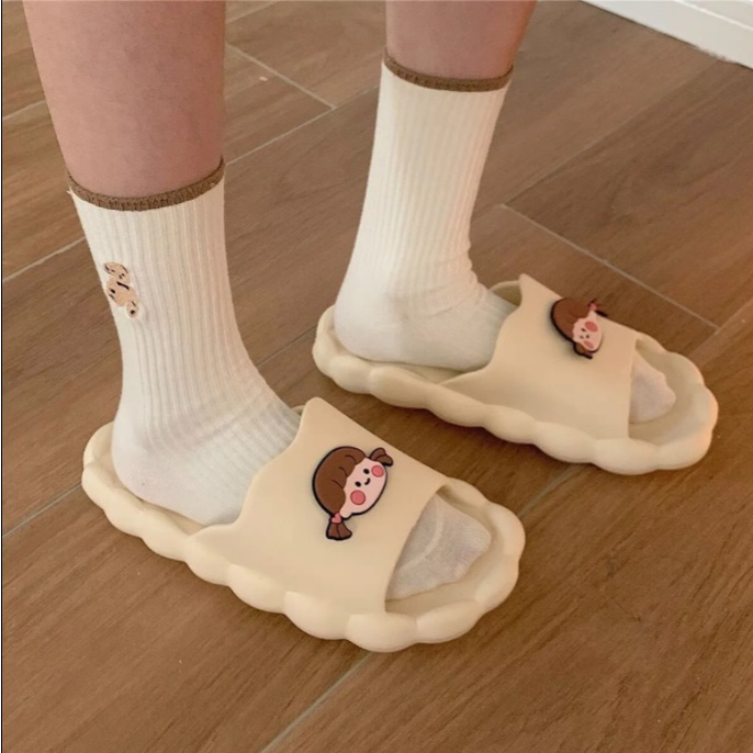 Dép đi trong nhà đế dày chống trượt họa tiết đám mây dễ thương cho nữ