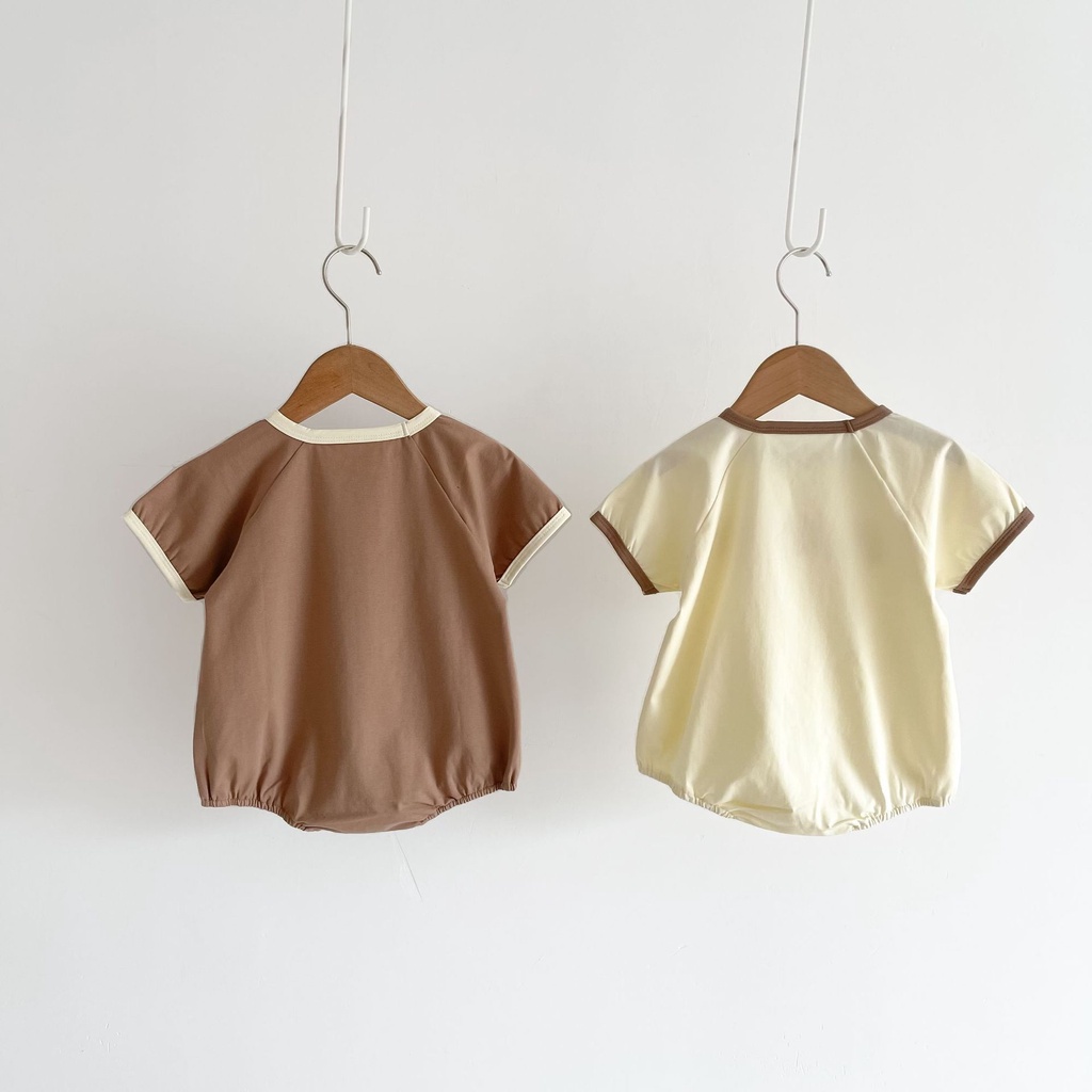 Bộ Áo Liền Quần Cotton Cổ Tròn In Họa Tiết Dễ Thương Thời Trang Mùa Hè Cho Bé Trai Và Gái