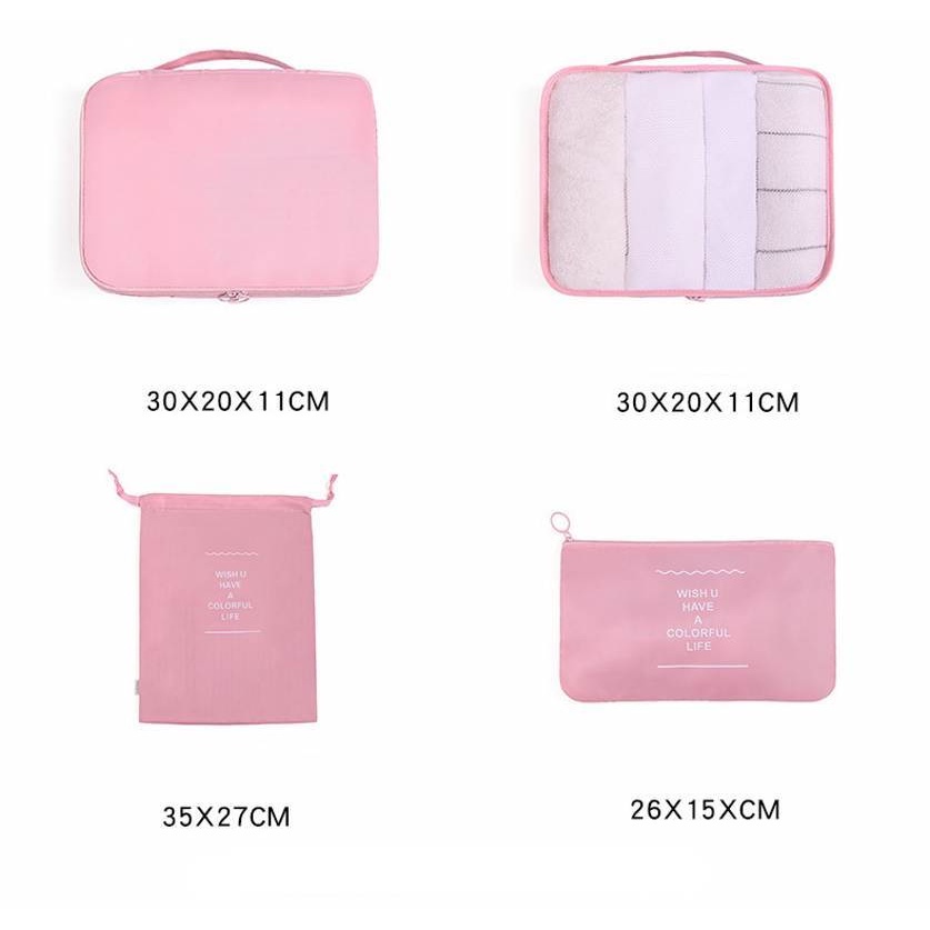 Bộ 7 Túi Đựng Đồ Du Lịch Có Khóa Kéo Dày Dặn Tiện Dụng Ốp