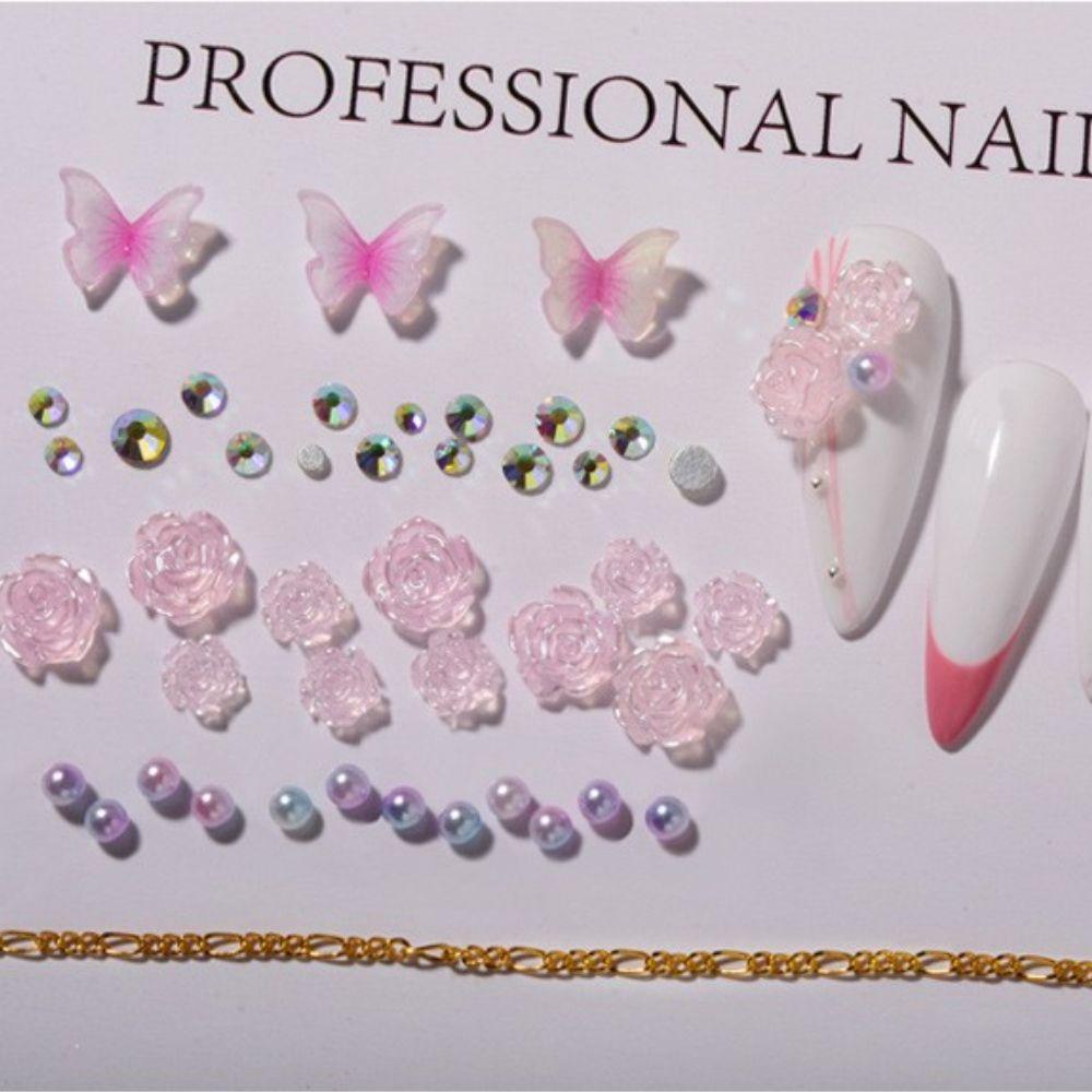 Vật Liệu Trang Trí Móng Tay 3D Màu Trắng Đen Hình Hoa Trà Cho Nữ