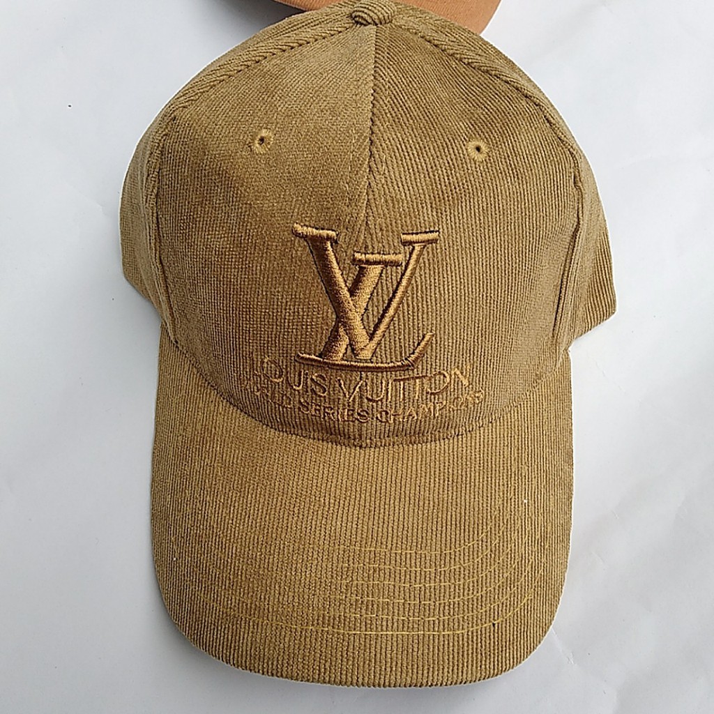 Mũ lưỡi trai thời trang vải nhung tăm thêu chữ LV - Mũ lưỡi trai Nam Nữ Unisex thêu chữ nổi cực đẹp